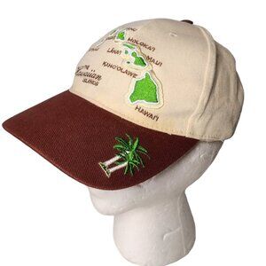 Hawaiian Islands Island Caps Embroidered Strapback Hat Cap Palms Retro Compass